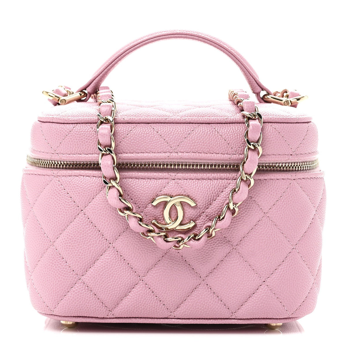 Small Quilted Caviar Handbag - Pink