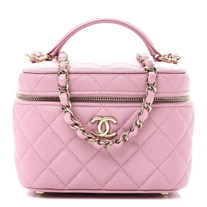 Small Quilted Caviar Handbag - Pink