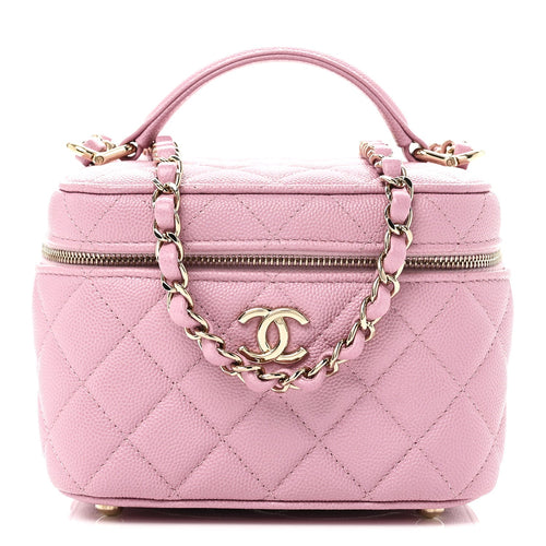 Small Quilted Caviar Handbag - Pink