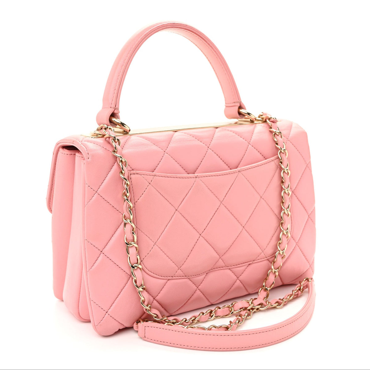 Small Quilted Lambskin Flap Shoulder Bag - Pink