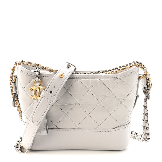 Small Quilted Calfskin Hobo Bag - Grey