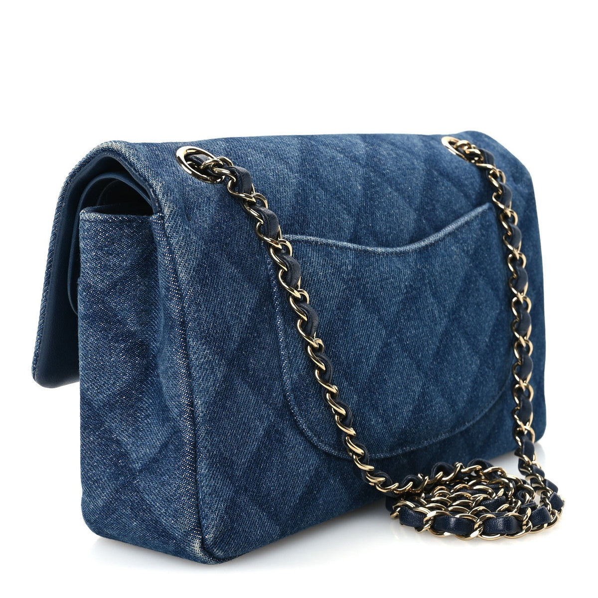 Medium Quilted Flap Shoulder Bag - Blue