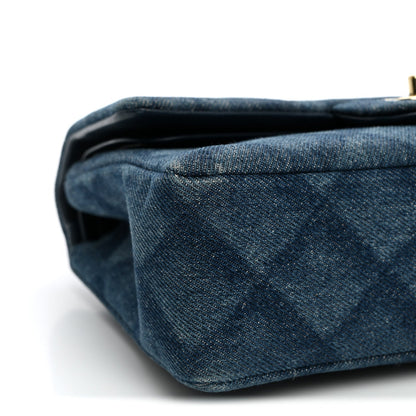 Small Quilted Flap Shoulder Bag - Light Blue