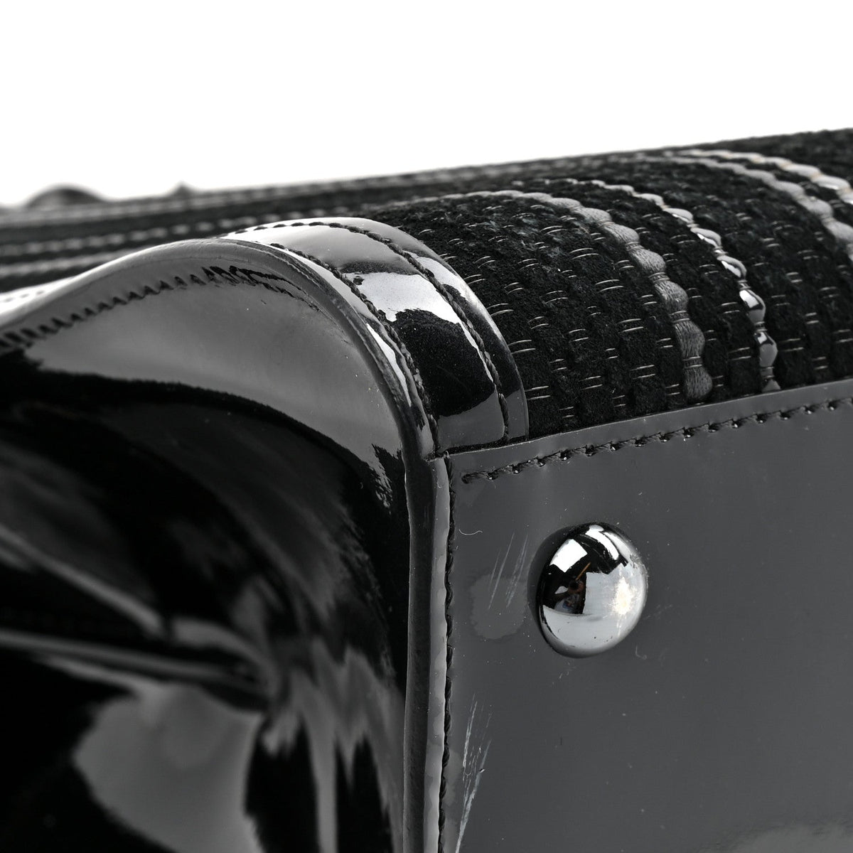 Calfskin Canvas Satchel Bag - Black