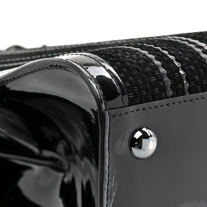 Calfskin Canvas Satchel Bag - Black