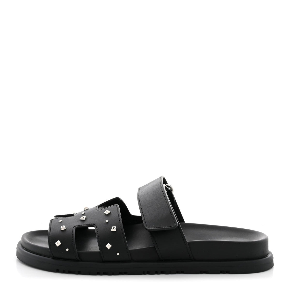 Calfskin Medor Studded Chypre Sandals Black