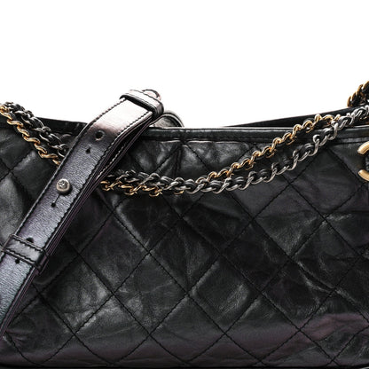 Medium Quilted Calfskin Hobo Bag - Black