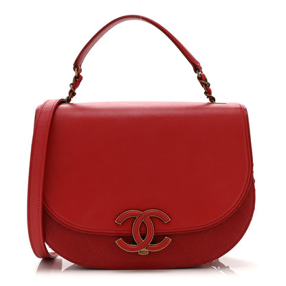 Small Quilted Goatskin Flap Shoulder Bag - Red