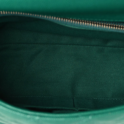 Small Quilted Caviar Flap Shoulder Bag - Green