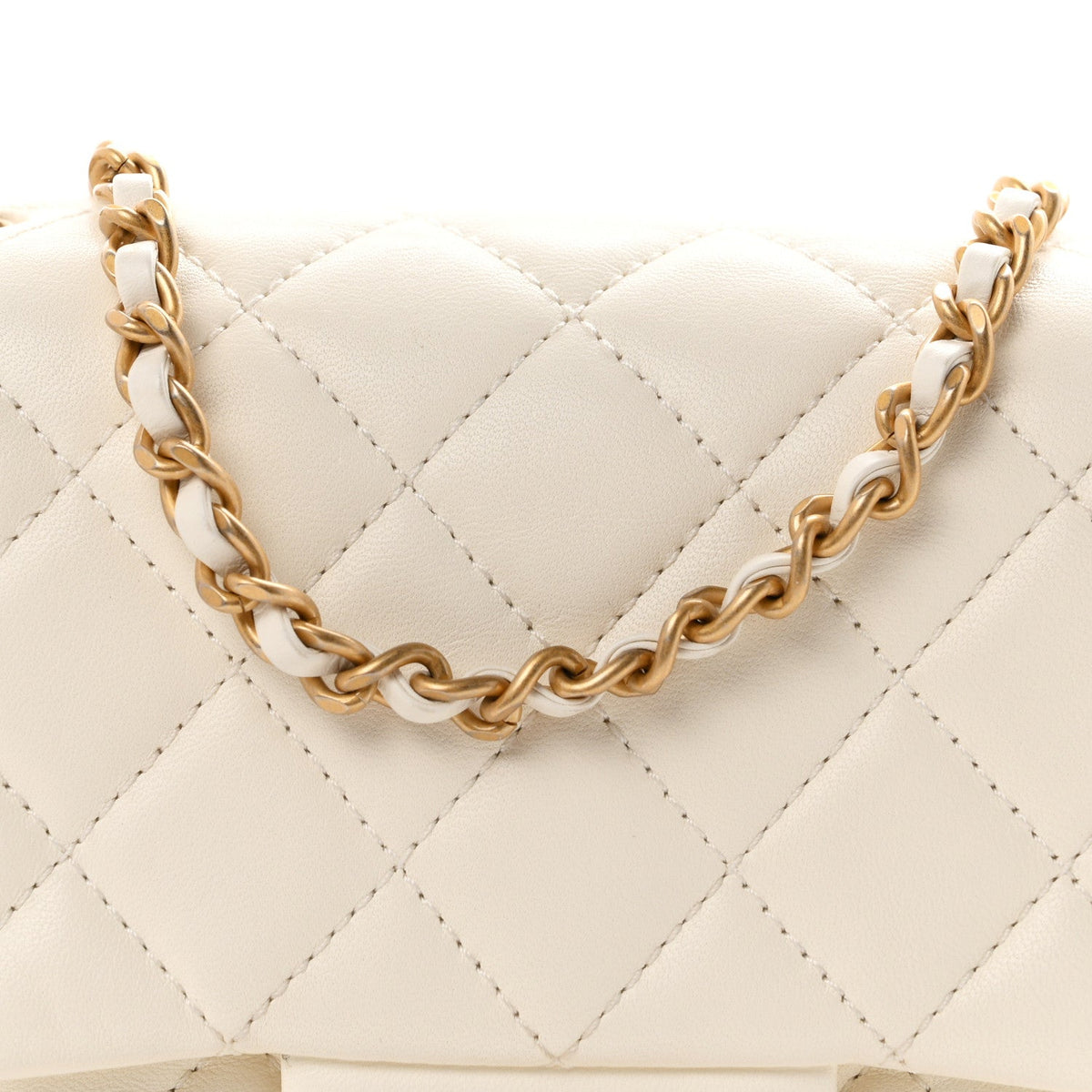 Mini Quilted Lambskin Flap Shoulder Bag - White