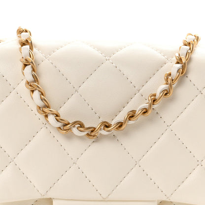 Mini Quilted Lambskin Flap Shoulder Bag - White