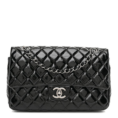 Medium Quilted Flap Shoulder Bag - Black