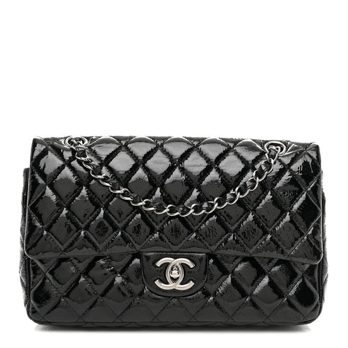 Medium Quilted Flap Shoulder Bag - Black