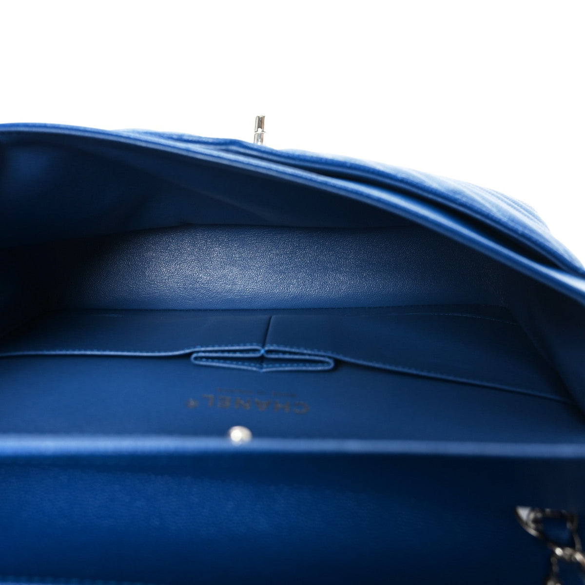 Medium Quilted Caviar Flap Shoulder Bag - Blue