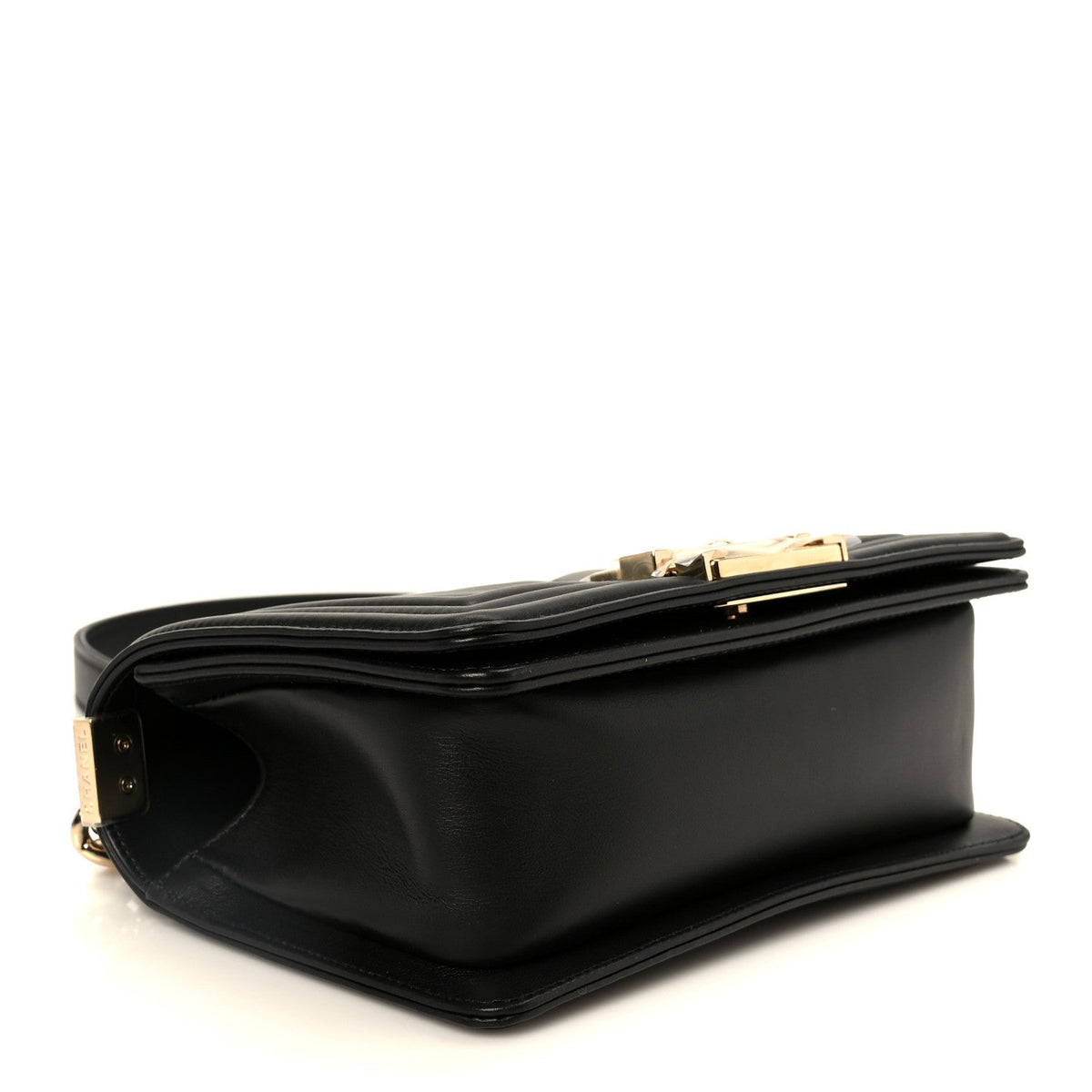 Small Quilted Lambskin Flap Shoulder Bag - Black