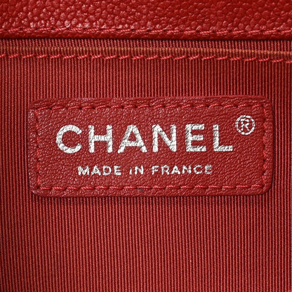 Small Quilted Caviar Flap Shoulder Bag - Red