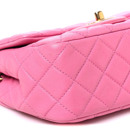 Mini Quilted Lambskin Flap Shoulder Bag - Pink