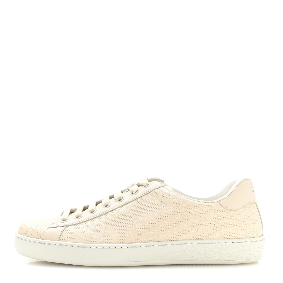 Calfskin GG Tennis Embossed Ace Sneakers 8 Mystic White