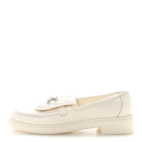 Lambskin Quilted CC Turnlock Loafers White