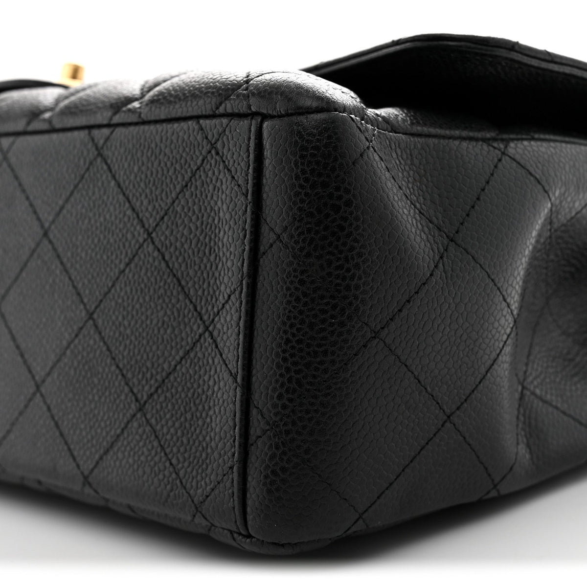 Maxi Quilted Caviar Flap Shoulder Bag - Black