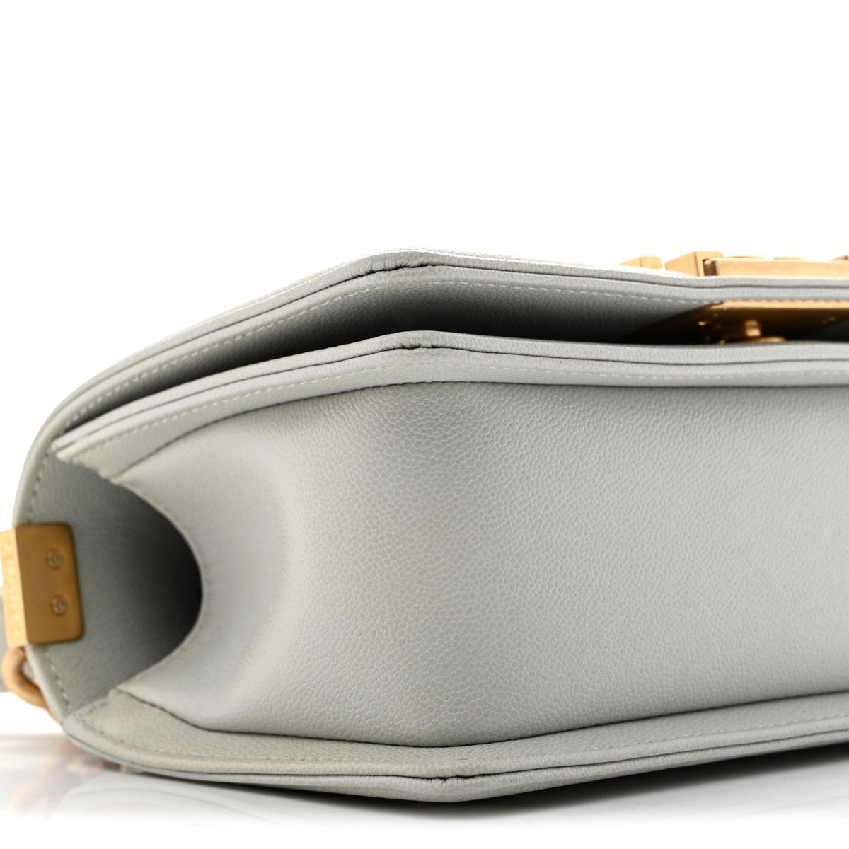 Small Quilted Caviar Flap Shoulder Bag - Grey