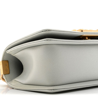 Small Quilted Caviar Flap Shoulder Bag - Grey