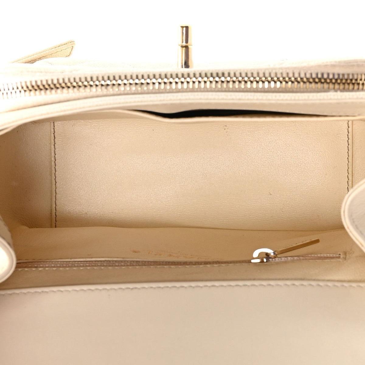 Small Quilted Caviar Flap Shoulder Bag - White