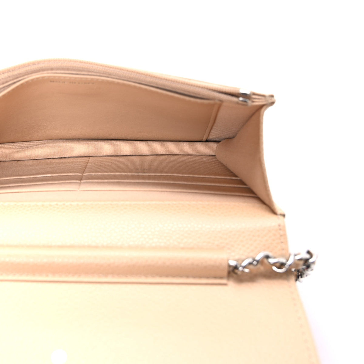 Quilted Caviar Wallet Bag - Beige