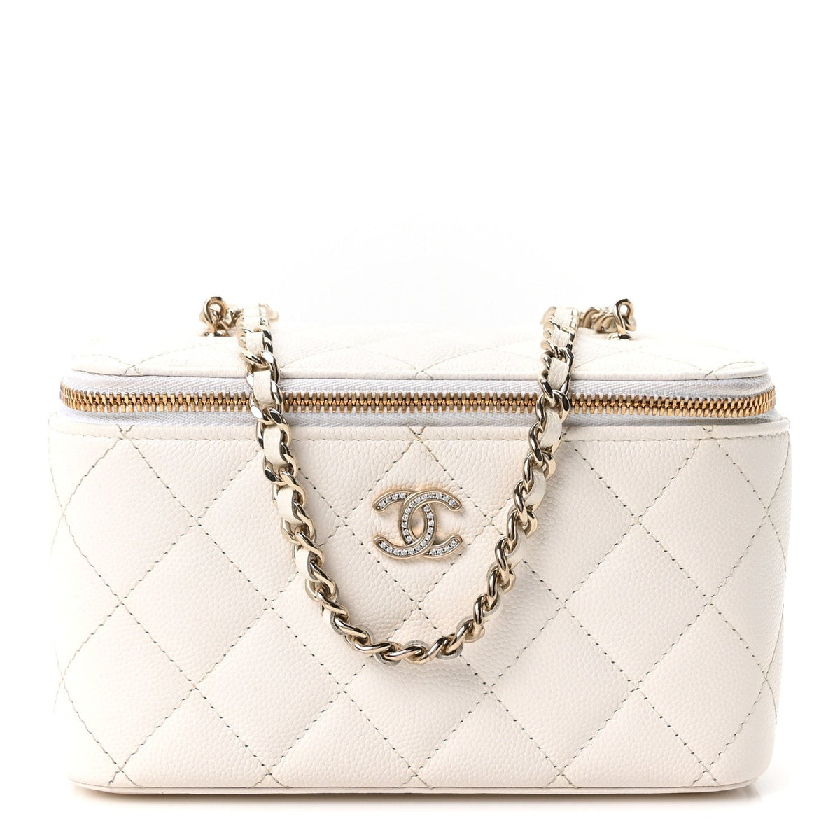 Quilted Caviar Handbag - White