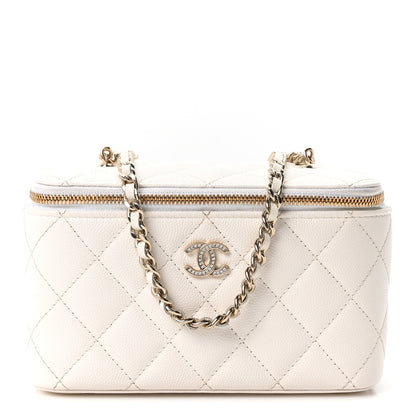 Quilted Caviar Handbag - White