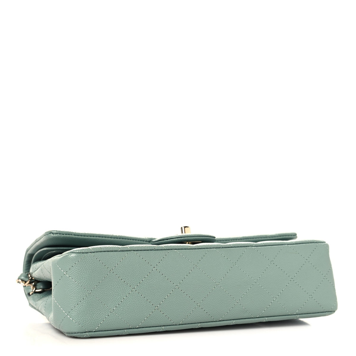 Medium Quilted Caviar Flap Shoulder Bag - Green
