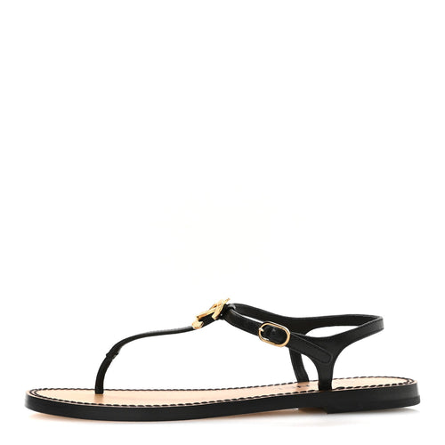 Lambskin CC Thong Sandals Black Gold