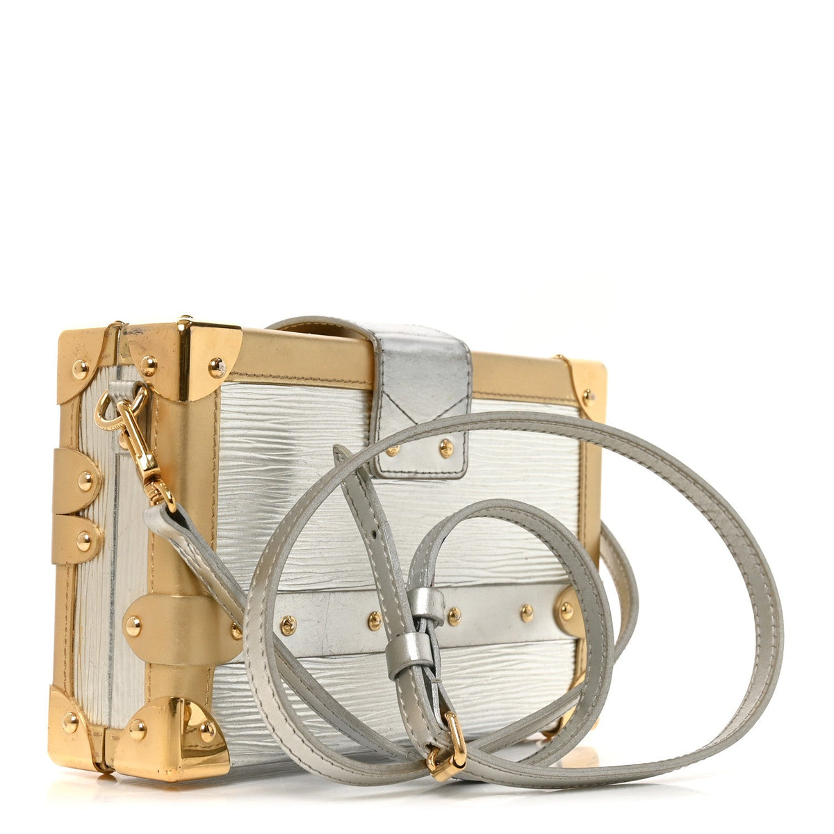 Metallic Epi Petite Malle Silver Handbag