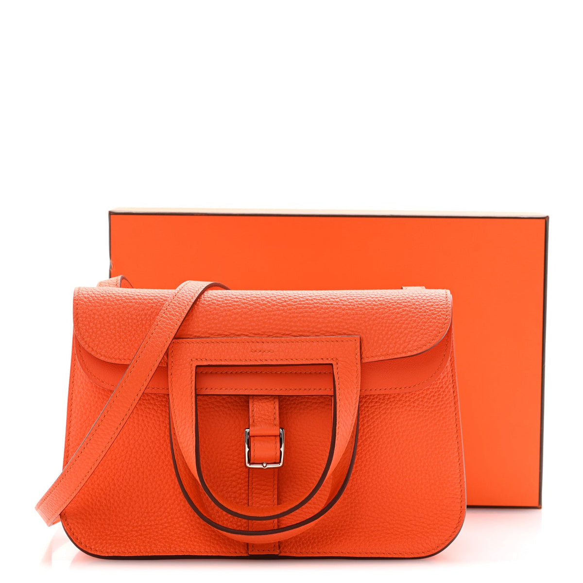 Taurillon Clemence Halzan 25 Orange Mini Handbag
