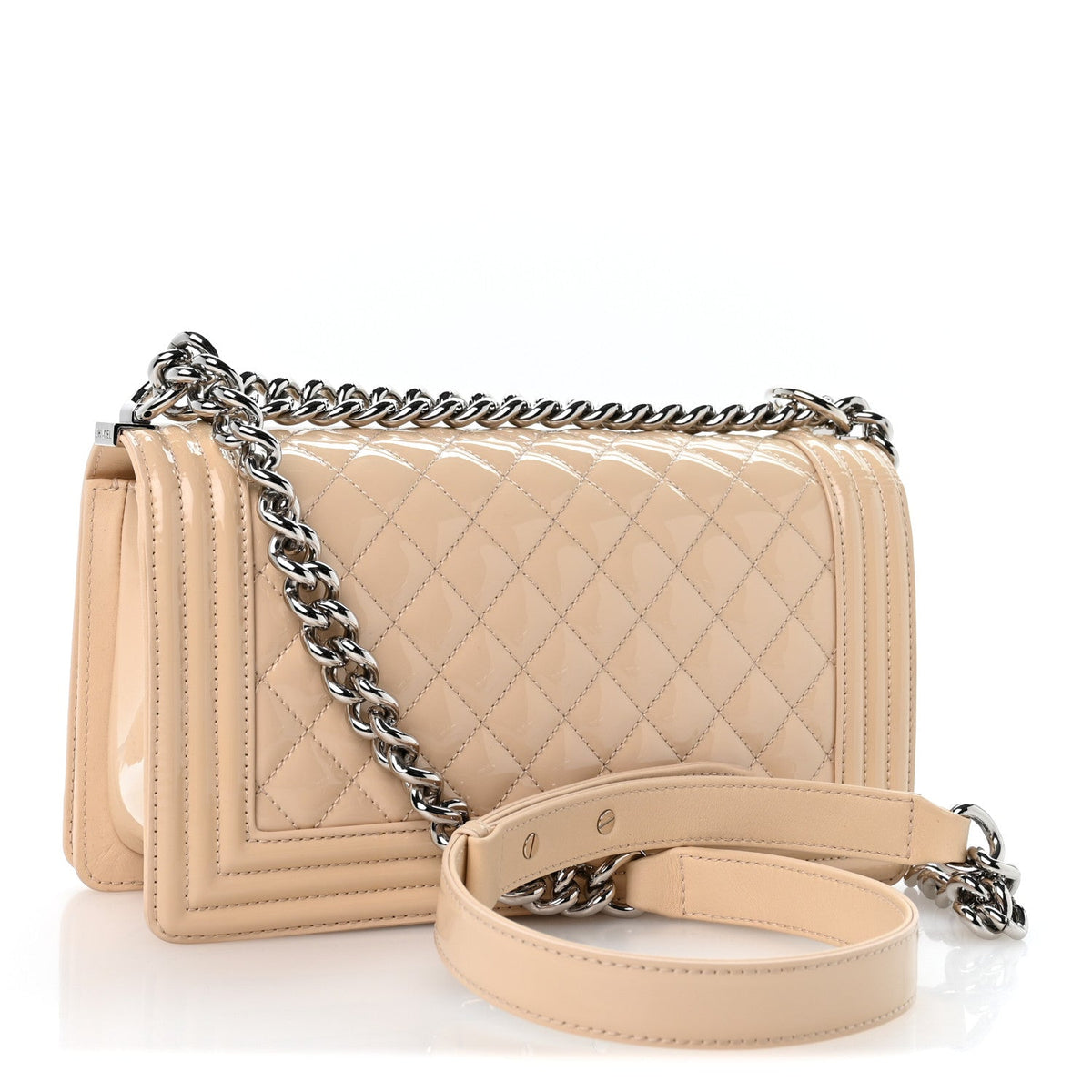 Medium Quilted Calfskin Flap Shoulder Bag - Beige