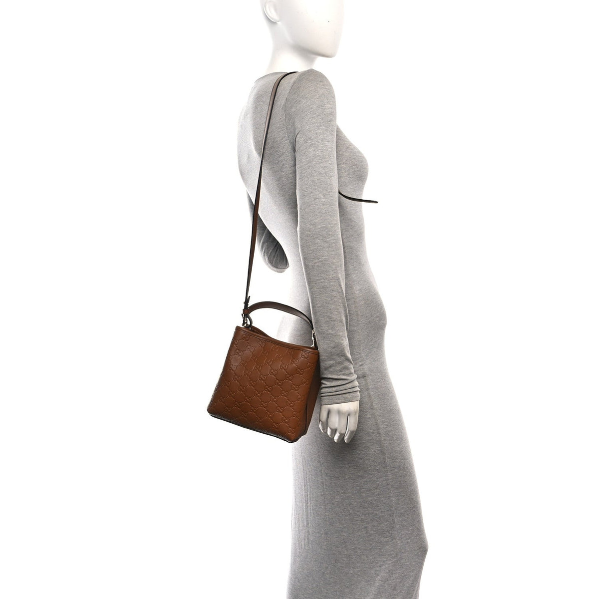 Small Calfskin Bucket Bag - Brown