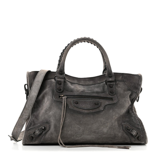 Medium Calfskin Suede Handbag - Grey