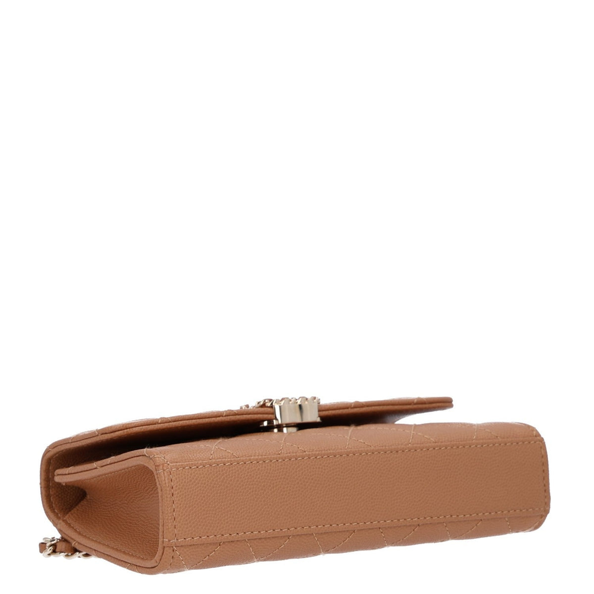 Quilted Caviar Handbag - Beige