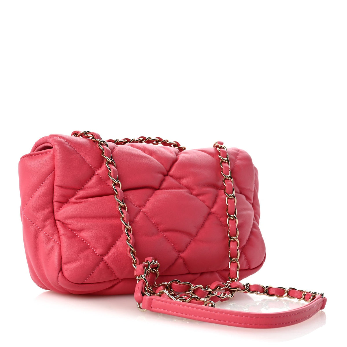Medium Quilted Calfskin Flap Shoulder Bag - Pink