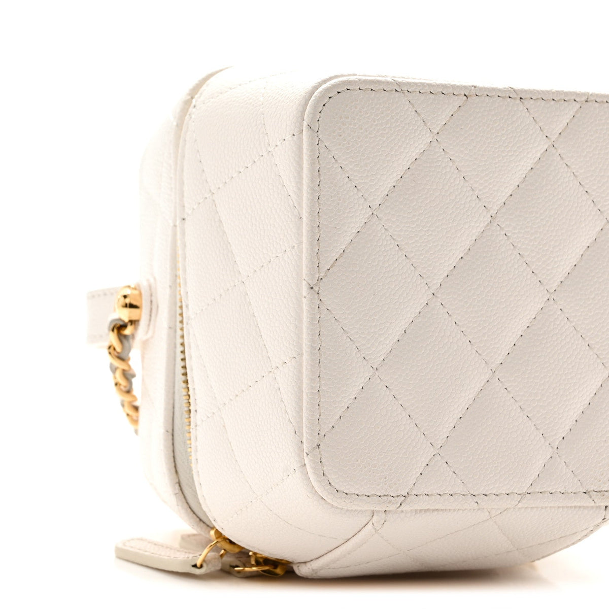 Quilted Caviar Handbag - White