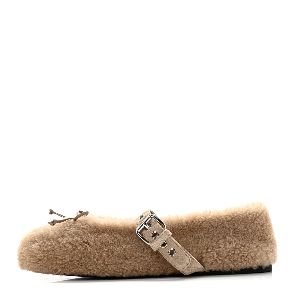 Miu Miushearling Mary Jane Ballerina Flats Deserto