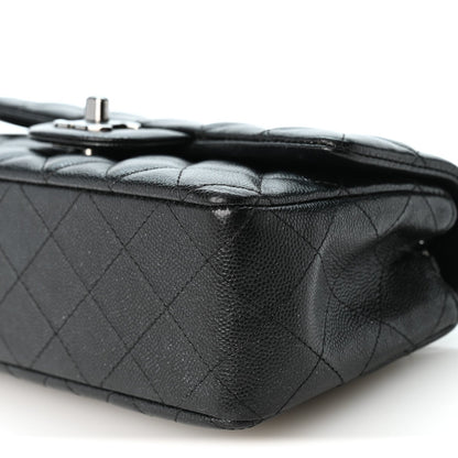Mini Quilted Caviar Flap Shoulder Bag - Tan
