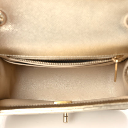 Mini Quilted Caviar Flap Shoulder Bag - Gold