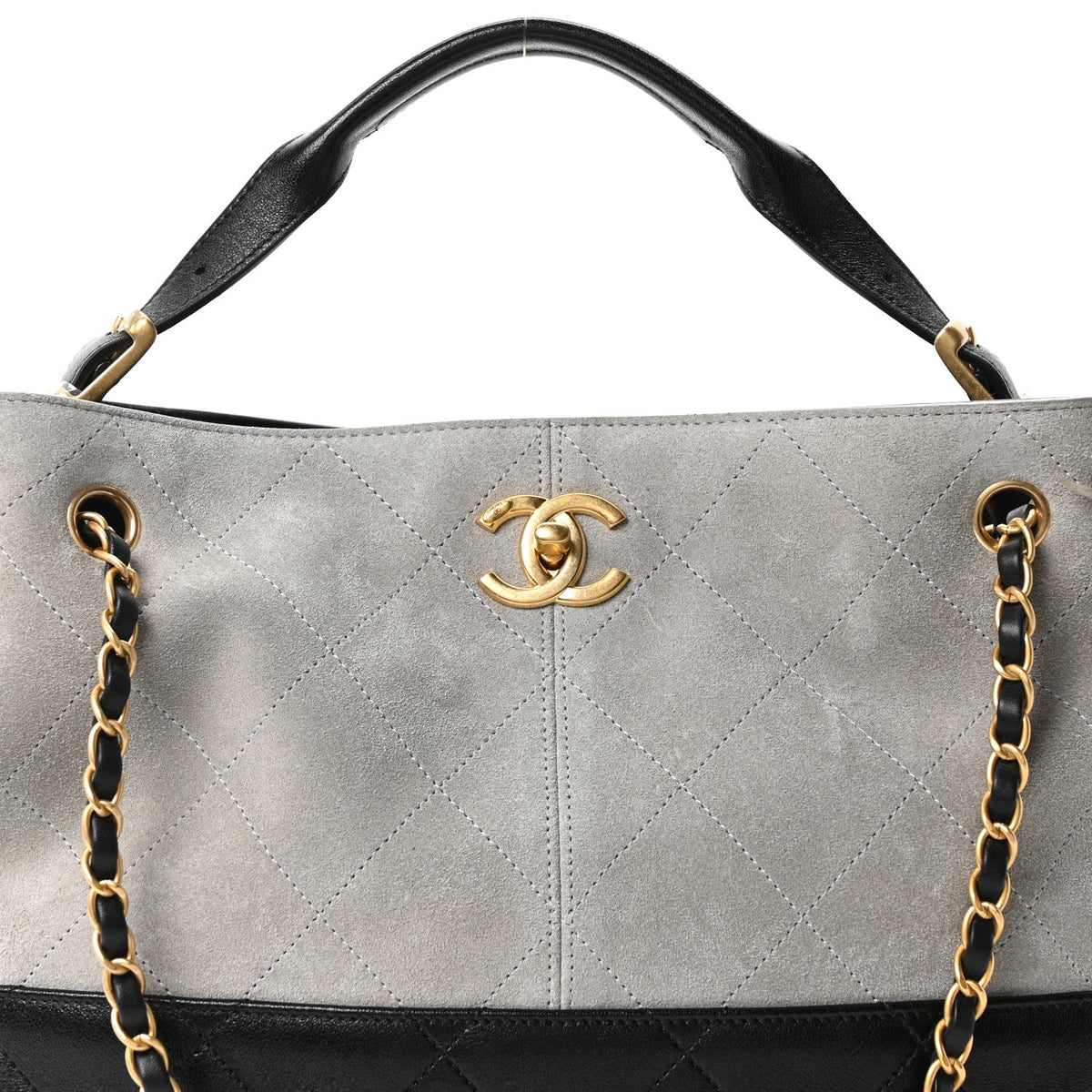 Small Quilted Lambskin Handbag - Grey