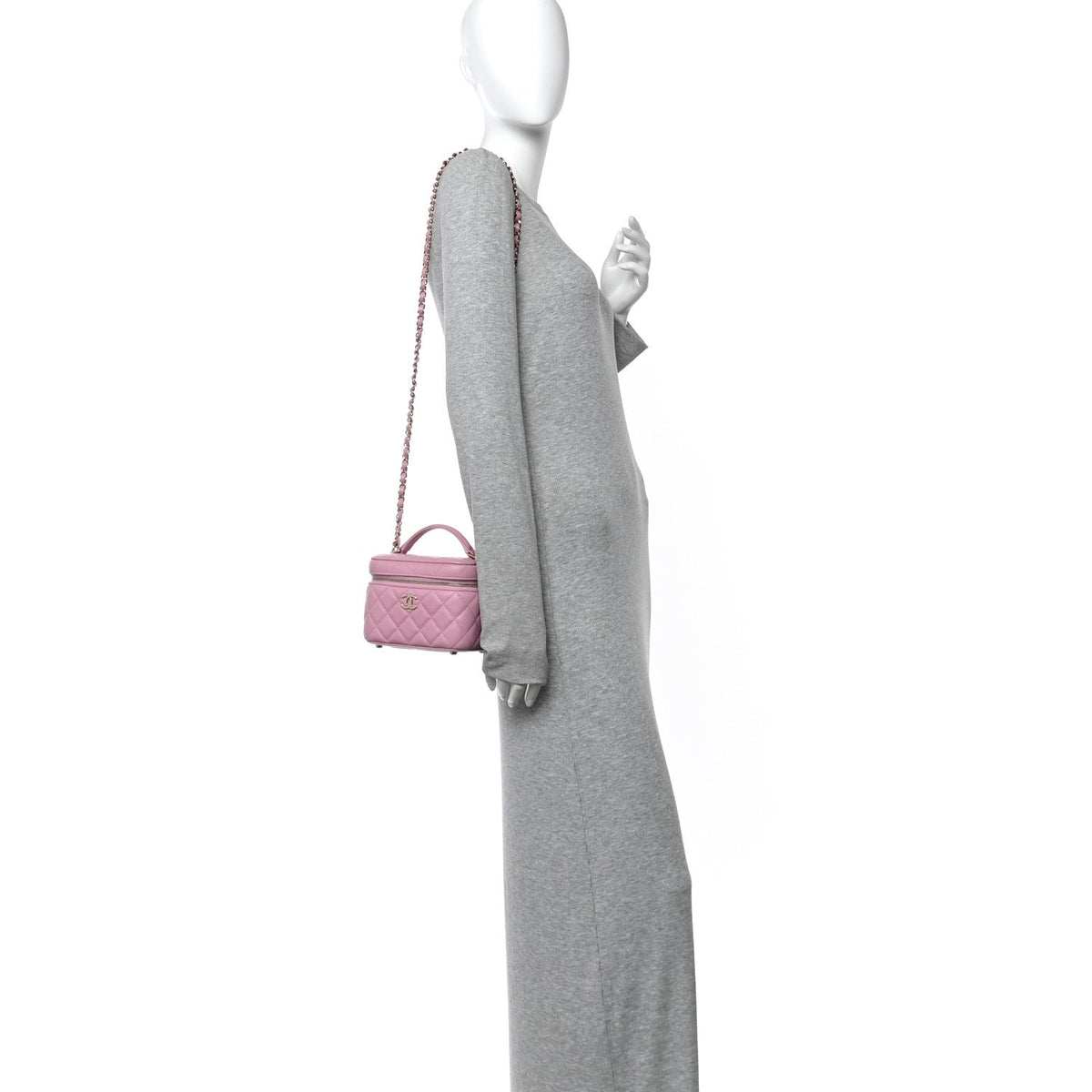 Small Quilted Caviar Handbag - Pink