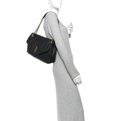 Large Lambskin Handbag - Black