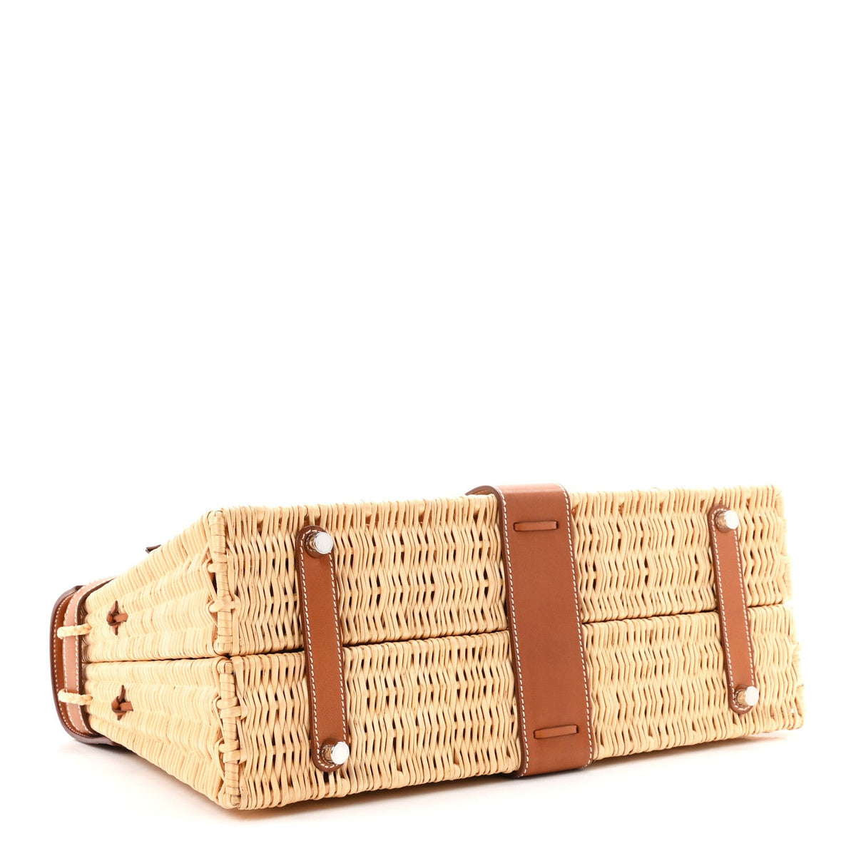 Wicker Barenia Picnic Kelly 35 Naturel F Handbag