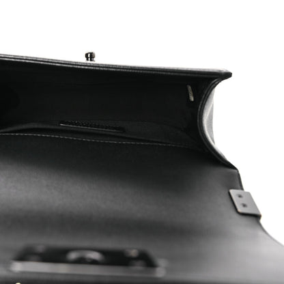 Small Quilted Caviar Flap Shoulder Bag - Black
