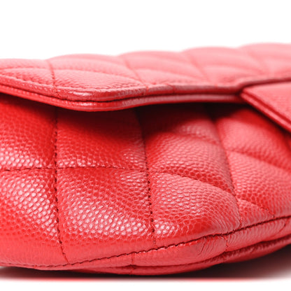 Quilted Caviar Handbag - Red