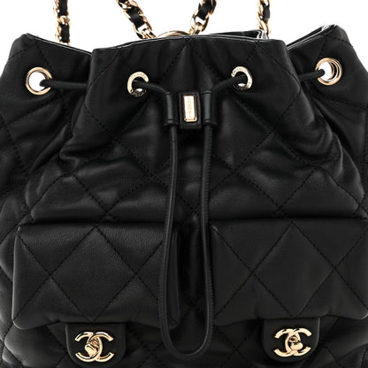 Quilted Lambskin Backpack - Black